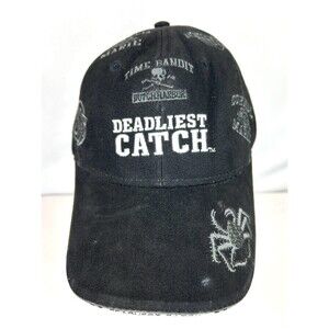 Deadliest Catch Cap Hat Black Adjustable Cornelia Marie Time Bandit Wizard NW